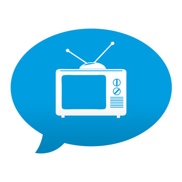 Etiqueta tipo app azul comentario simbolo tv