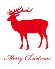 red outline deer congratulation with Christmas
