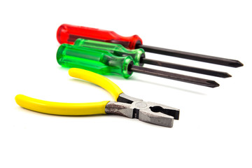 Work tools on white background