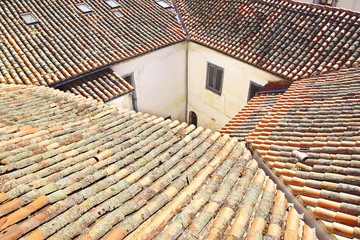 Naklejka premium Vintage house with tile roof.
