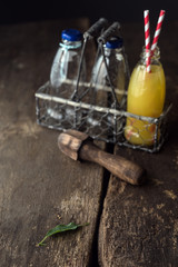 Fruit Juice Bottles on Table