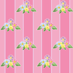 Flowers seamless pattern on striped background