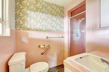 Light pink bathroom in old house