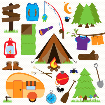 Vector Collection of Camping and Outdoors Themed Images
