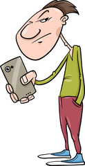 guy shoot with smartphone cartoon