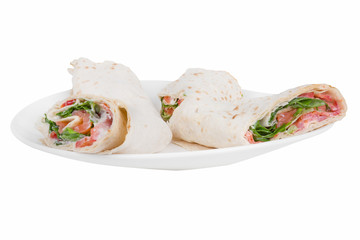 pita bread with salmon on a plate