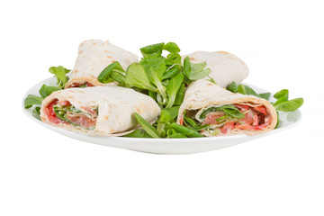 pita bread with salmon on a plate