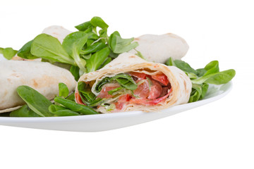 pita bread with salmon on a plate