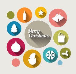 Fototapeta premium Vector Vintage christmas card with various seasonal shapes