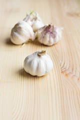 garlic on a wooden table
