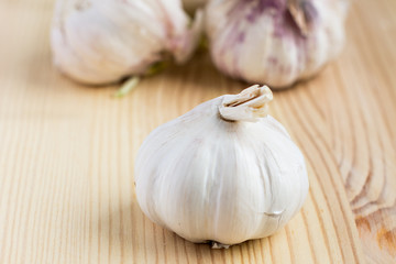 garlic on a wooden table