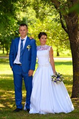Happy bride and groom on their wedding