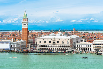 Fototapeta na wymiar Campanile and Doge's palace on Saint Marco square, Venice, Italy