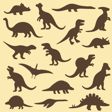 vector set silhouettes of dinosaur,animal illustration