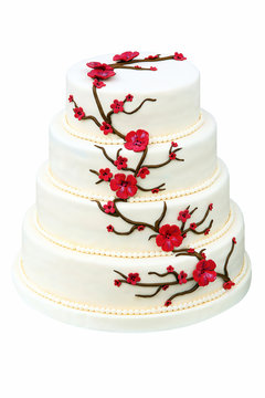 Wedding Cake On White Background