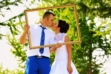 Wedding couple in the frame