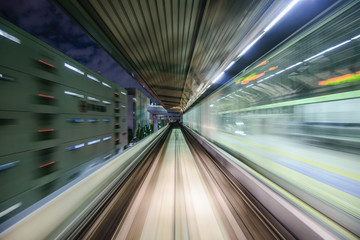 Monorail Motion Blur in Tokyo, Japan