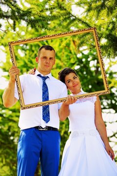 Wedding couple in the frame