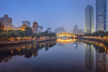 Fototapeta na wymiar Chengdu, China On the Jin River