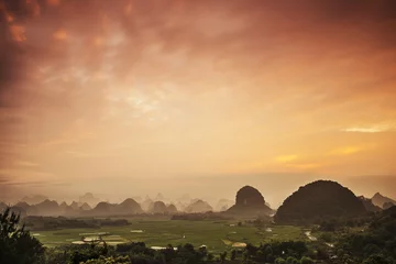 Gordijnen Karst Mountain Landscape in Guilin, China © SeanPavonePhoto