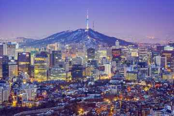 Naklejka premium Seul, Korea Południowa Skyline