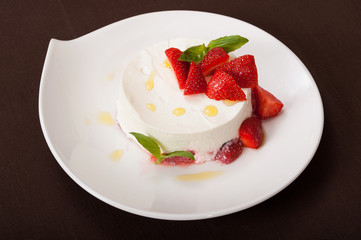 Cheese dessert with strawberry