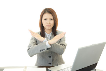 禁止の意思表示をするOL