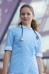 woman in medical clothing