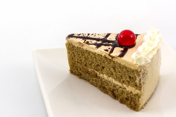 Close up Coffee cake slice.