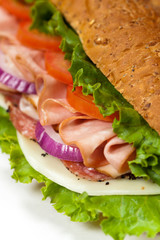 Homemade Italian Sub Sandwich. Macro. Selective focus.