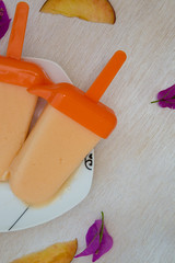 Melting peach ice-cream