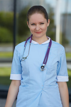 woman doctor with stethoscope