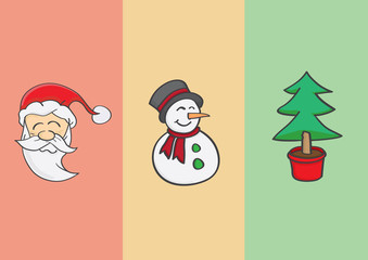 Christmas Tree Snowman and Santa Claus