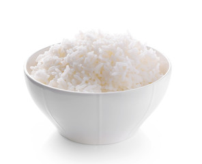 bowl full of rice on white Background