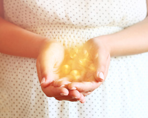 closeup of young woman hands. hands outstretched in cupped shape