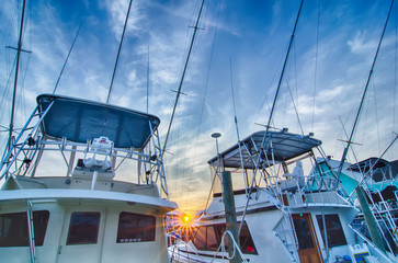 Fototapeta premium View of Sportfishing boats at Marina