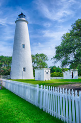 The Ocracoke Lighthouse and Keeper's Dwelling on Ocracoke Island