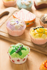 cupcakes with food backgrounds
