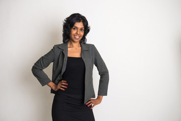 indian business woman with plain background