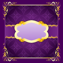 Elegant frame with ribbons on seamless ornament