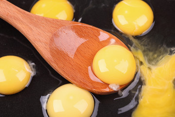 Egg in a wooden spoon