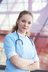 woman doctor with stethoscope