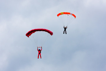 two parachutists