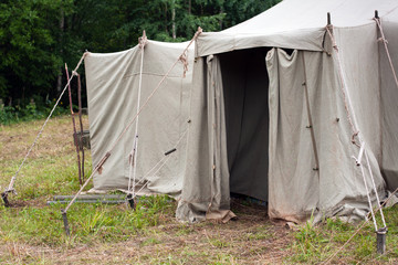 army tent on the grass