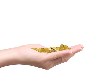 Holding gold coins