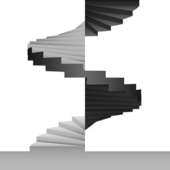 black and white circular stairway design background