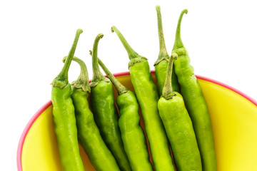 Green pepper and Plastic bowl