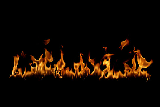 Fire flames on a black background