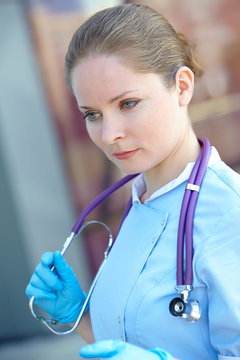 woman doctor with stethoscope