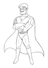 Outline illustration of a superhero
